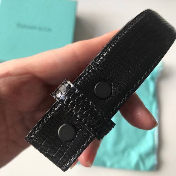 TIFFANY &Co RARE Sterling Buckle LIZARD Black Belt - Picture 4 of 8
